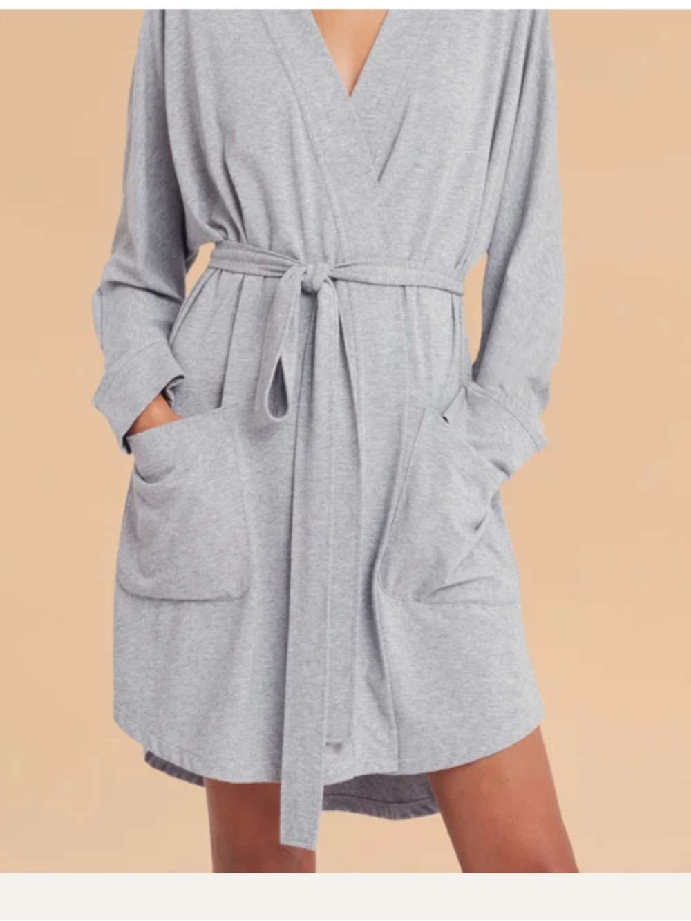 Cuyana 100% Organic Pima Cotton Robe Size S/M Dove Grey